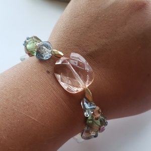 💖Pink Crystal and 💙Blue Stone Bracelet